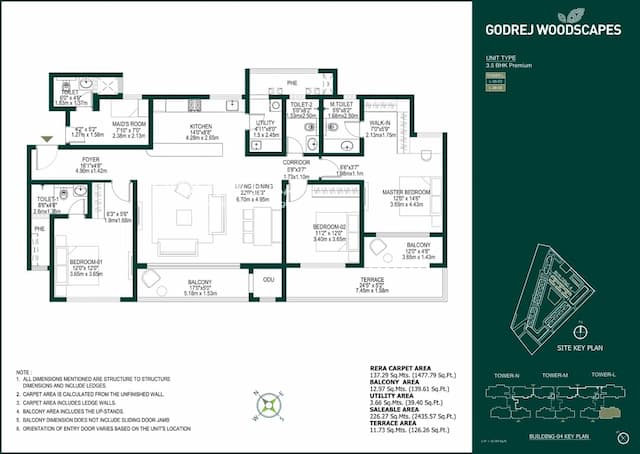 Godrej Woodscapes - 3.5 BHK Floor Plan