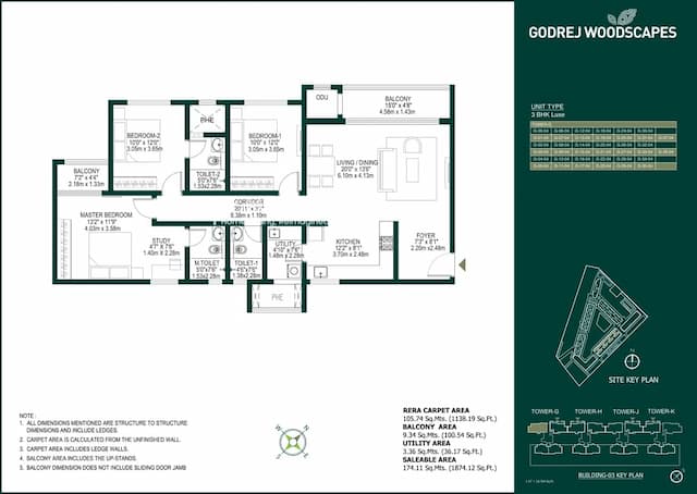 Godrej Woodscapes - 3 BHK Floor Plan