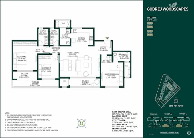 Godrej Woodscapes - 3 BHK Floor Plan