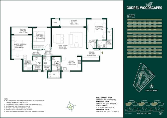 Godrej Woodscapes - 3 BHK Floor Plan