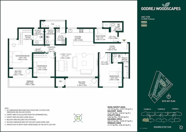 Godrej Woodscapes - 3 BHK Floor Plan