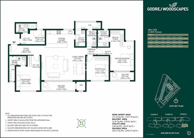 Godrej Woodscapes - 3 BHK Floor Plan