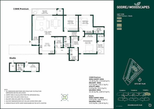 Godrej Woodscapes - 3 BHK Floor Plan