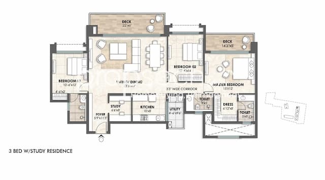 Lodha Azur - 3.5 BHK Floor Plan