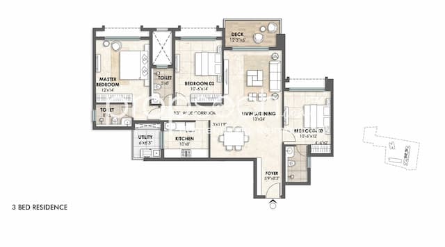 Lodha Azur - 3 BHK Floor Plan