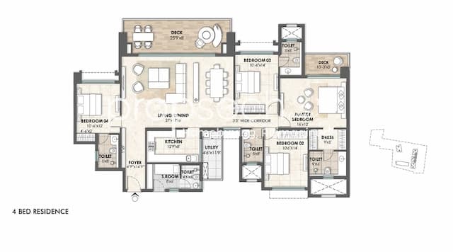 Lodha Azur - 4 BHK Floor Plan