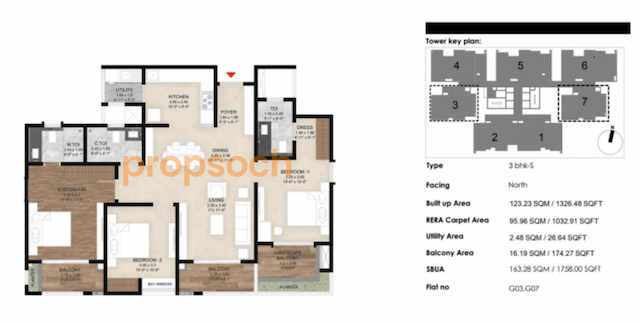 Mana Skanda The Right Life - Phase 1 - 3 BHK Floor Plan