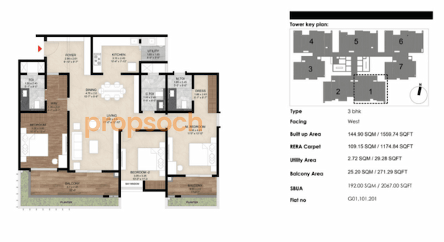 Mana Skanda The Right Life - Phase 1 - 3 BHK Floor Plan