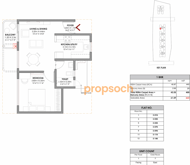 MVN Aero One Phase 3 - 1 BHK Floor Plan