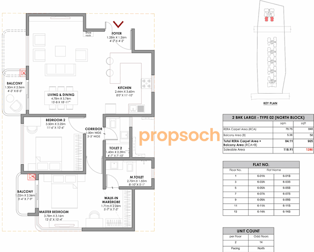 MVN Aero One Phase 3 - 2 BHK Floor Plan
