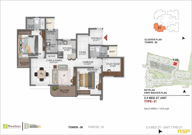 Nambiar District 25 Phase 1 - 2.5 BHK Floor Plan
