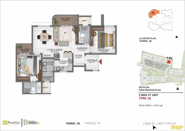 Nambiar District 25 Phase 1 - 2 BHK Floor Plan