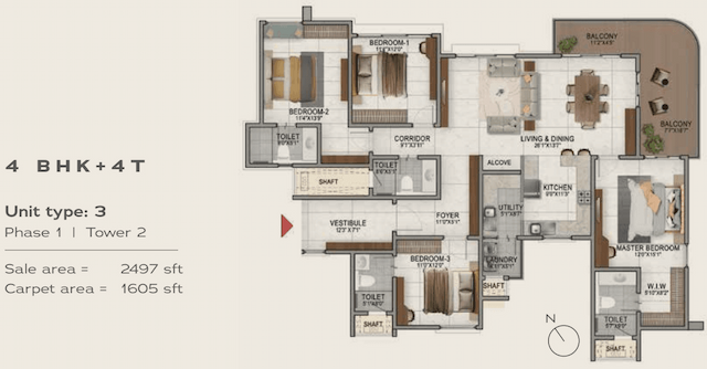 Nambiar District 25 Phase 1 - 4 BHK Floor Plan