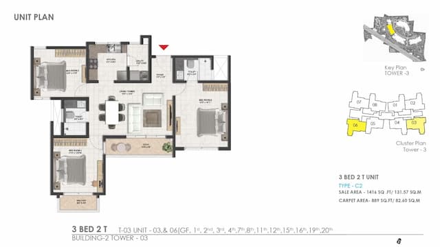 Prestige Serenity Shores - 3 BHK Floor Plan