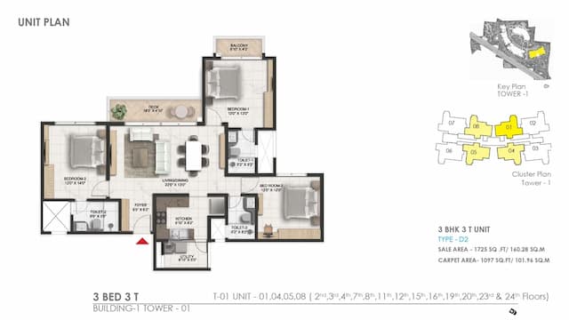 Prestige Serenity Shores - 3 BHK Floor Plan