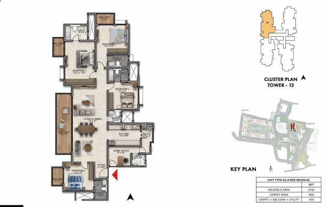 Prestige Southern Star - 4 BHK Floor Plan