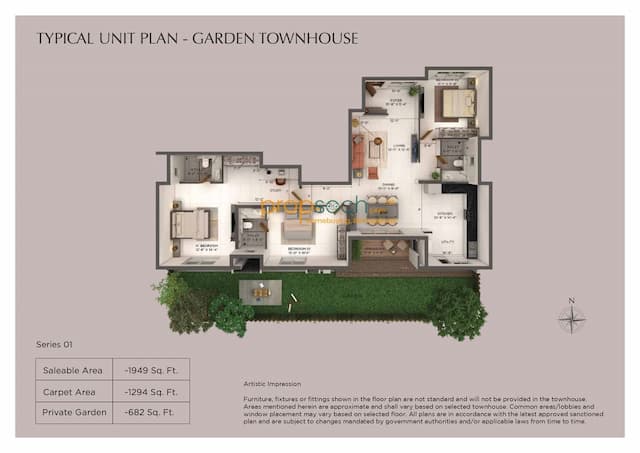 Provident Deansgate - 3 BHK Floor Plan