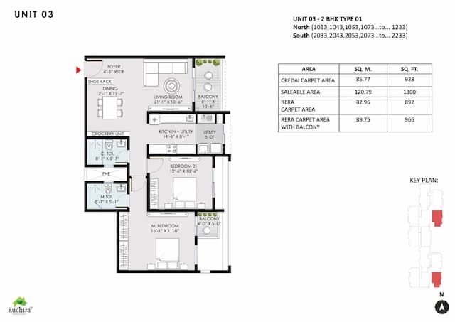 Ruchira Park East - 2 BHK Floor Plan