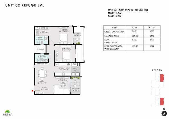 Ruchira Park East - 2 BHK Floor Plan