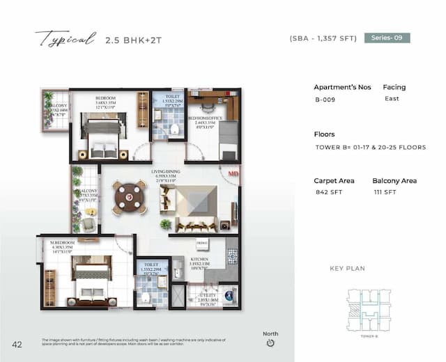 SBR Minara - 2.5 BHK Floor Plan