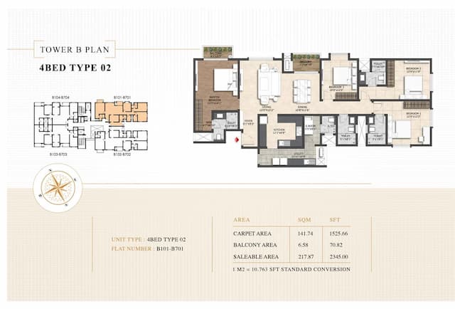 Shriram Esquire - 4 BHK Floor Plan