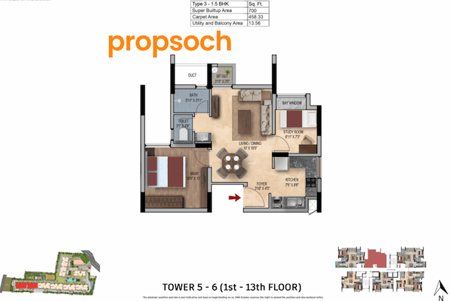 SNN Felicity - 1.5 BHK Floor Plan