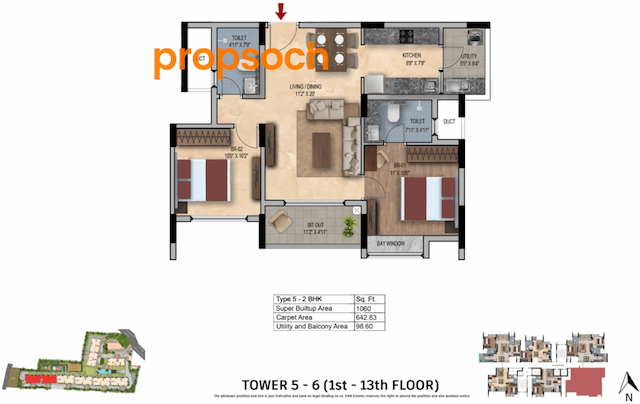 SNN Felicity - 2 BHK Floor Plan