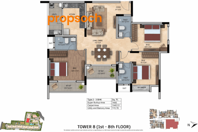 SNN Felicity - 3 BHK Floor Plan