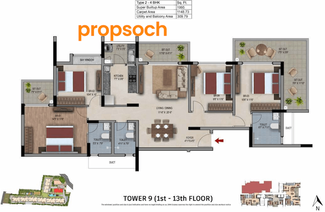SNN Felicity - 4 BHK Floor Plan