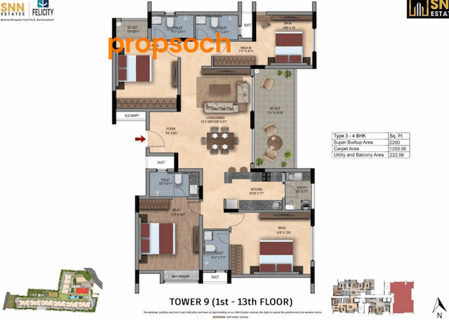 SNN Felicity - 4 BHK Floor Plan