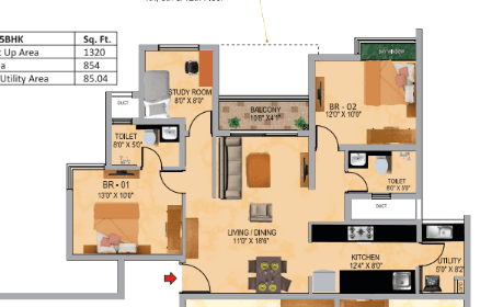 SNN Raj Serenity Gardens - 2.5 BHK Floor Plan