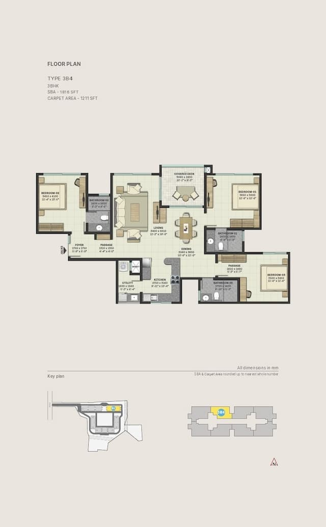 Sobha Windsor Phase 4 - 3 BHK Floor Plan