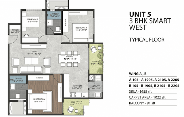 Sumadhura Sarang - 2.5 BHK Floor Plan