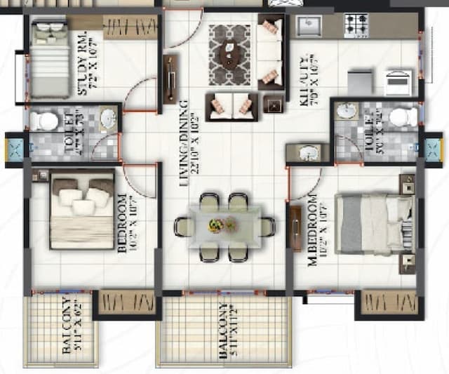 Suraksha Heritage Park - 2.5 BHK Floor Plan