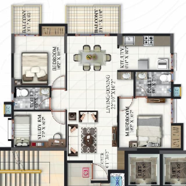 Suraksha Heritage Park - 2.5 BHK Floor Plan