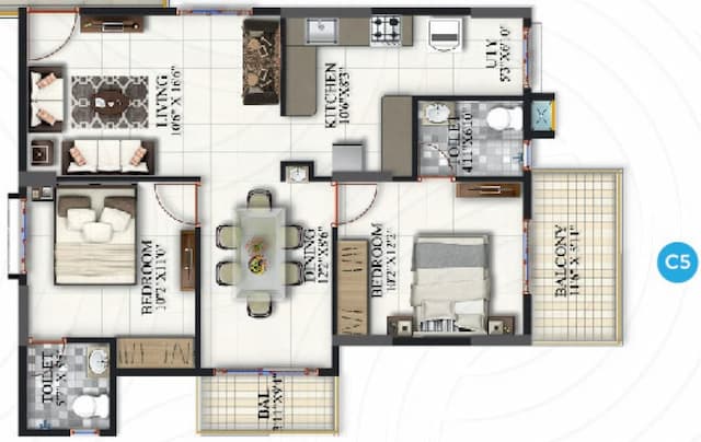 Suraksha Heritage Park - 2 BHK Floor Plan