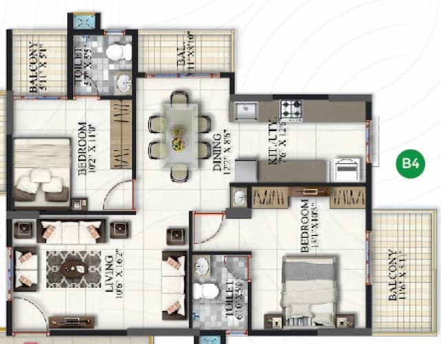 Suraksha Heritage Park - 2 BHK Floor Plan