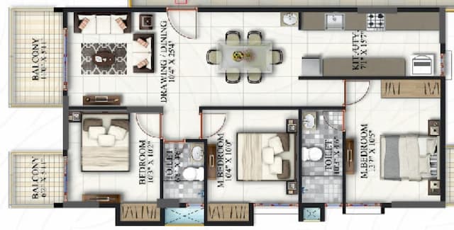 Suraksha Heritage Park - 3 BHK Floor Plan