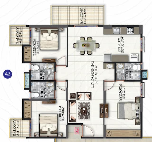 Suraksha Heritage Park - 3 BHK Floor Plan