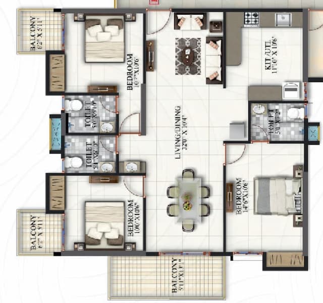 Suraksha Heritage Park - 3 BHK Floor Plan
