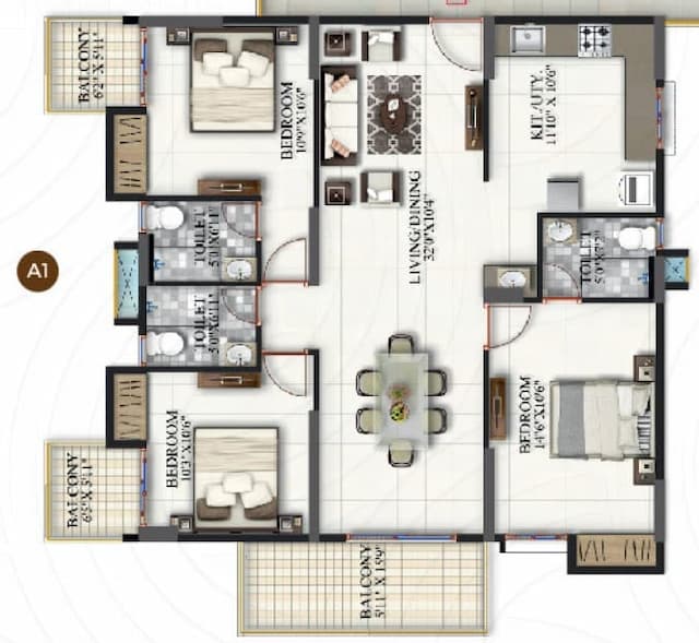 Suraksha Heritage Park - 3 BHK Floor Plan