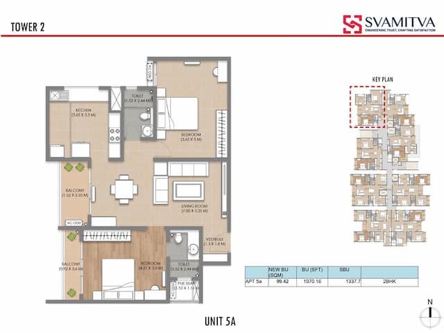 Svamitva Soul Springs Phase 1 - 2 BHK Floor Plan