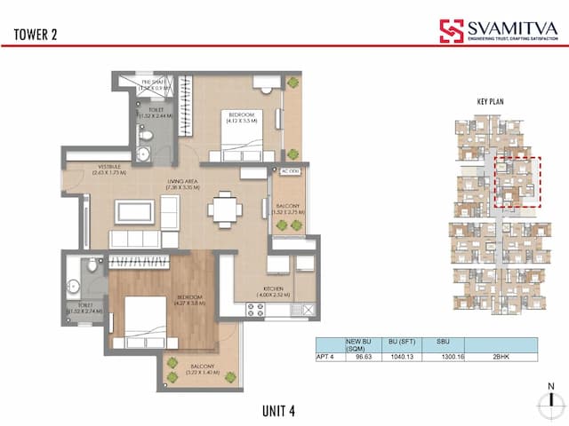Svamitva Soul Springs Phase 1 - 2 BHK Floor Plan