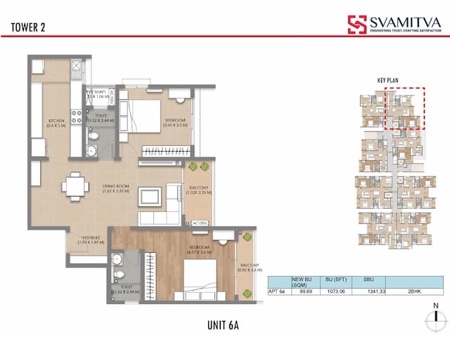 Svamitva Soul Springs Phase 1 - 2 BHK Floor Plan