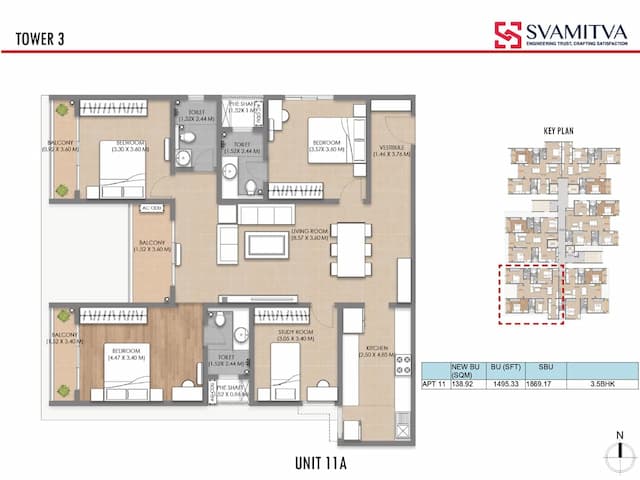 Svamitva Soul Springs Phase 1 - 3.5 BHK Floor Plan