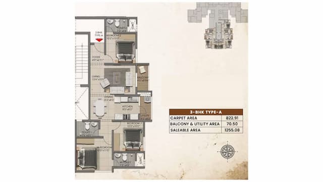 The Poem By Shriram Properties - 3 BHK Floor Plan