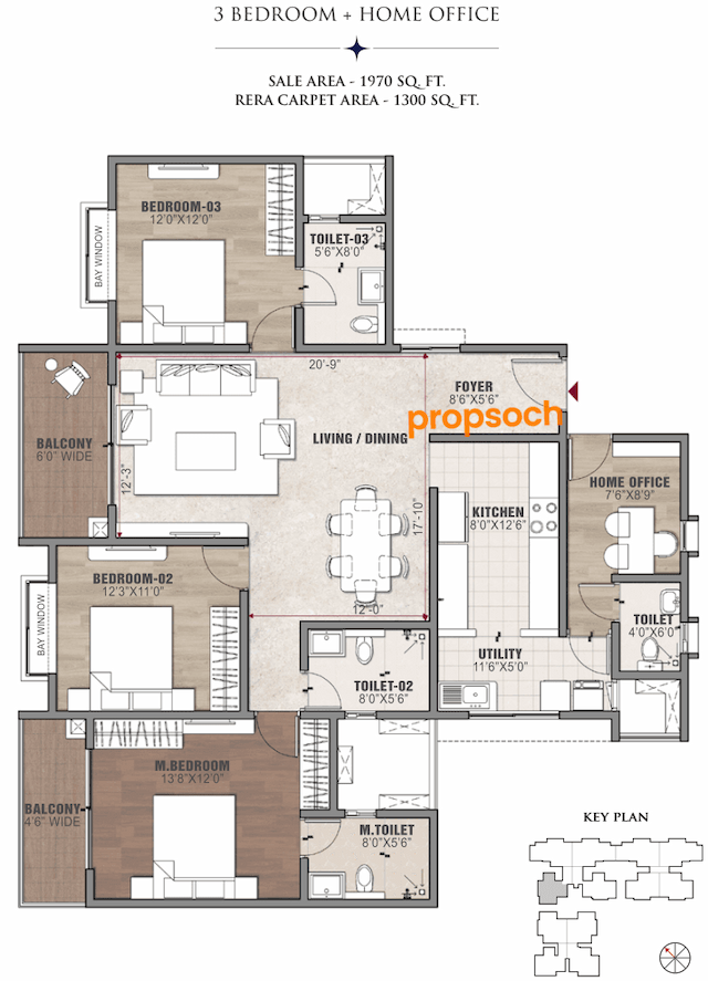 Vaswani Starlight - 3 BHK Floor Plan