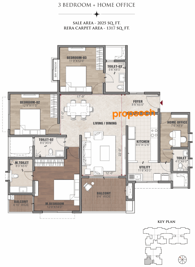 Vaswani Starlight - 3 BHK Floor Plan