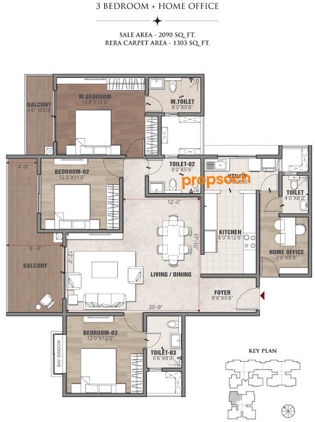 Vaswani Starlight - 3 BHK Floor Plan