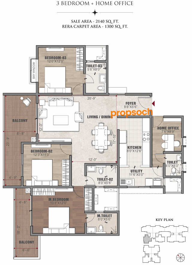 Vaswani Starlight - 3 BHK Floor Plan